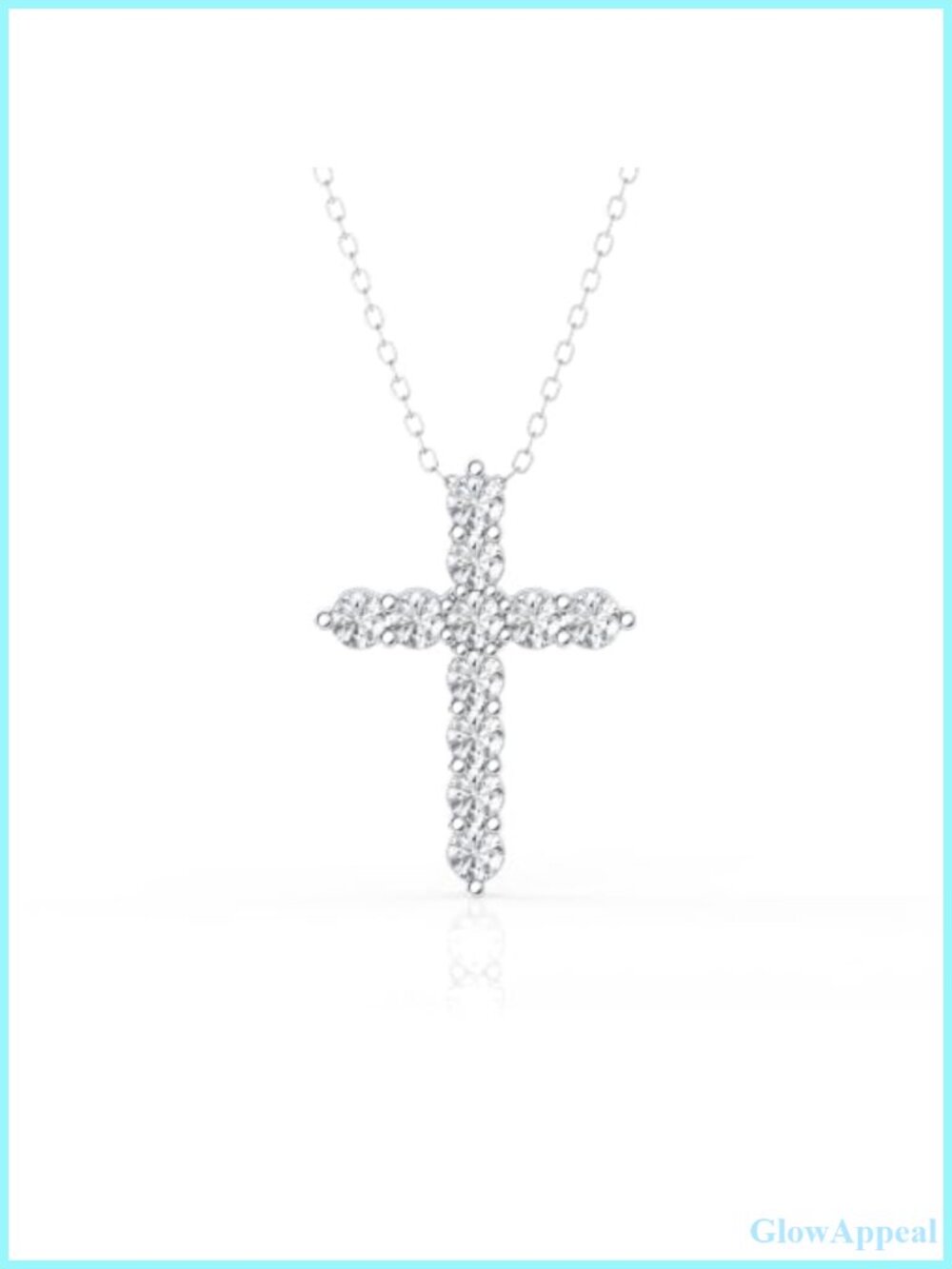 Lab Grown Diamond Cross Pendant Necklace 925 Sterling Silver